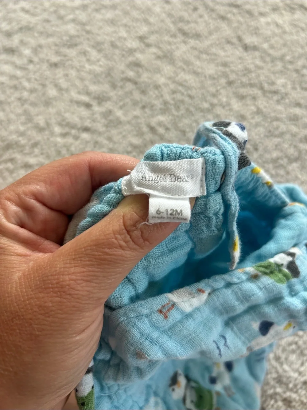 Angel Dear Light Blue Baby Muslin Romper with Bird & Animal Print